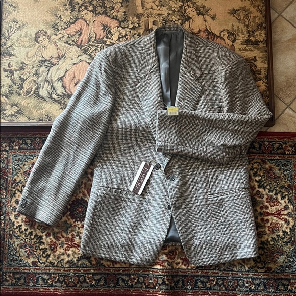 Classic Gray Checkered Blazer - Picture 1 of 13